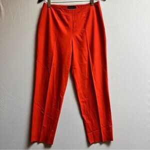 Piazza Sempione Audrey vibrant orange wool rayon blend taper pants Sz 30"